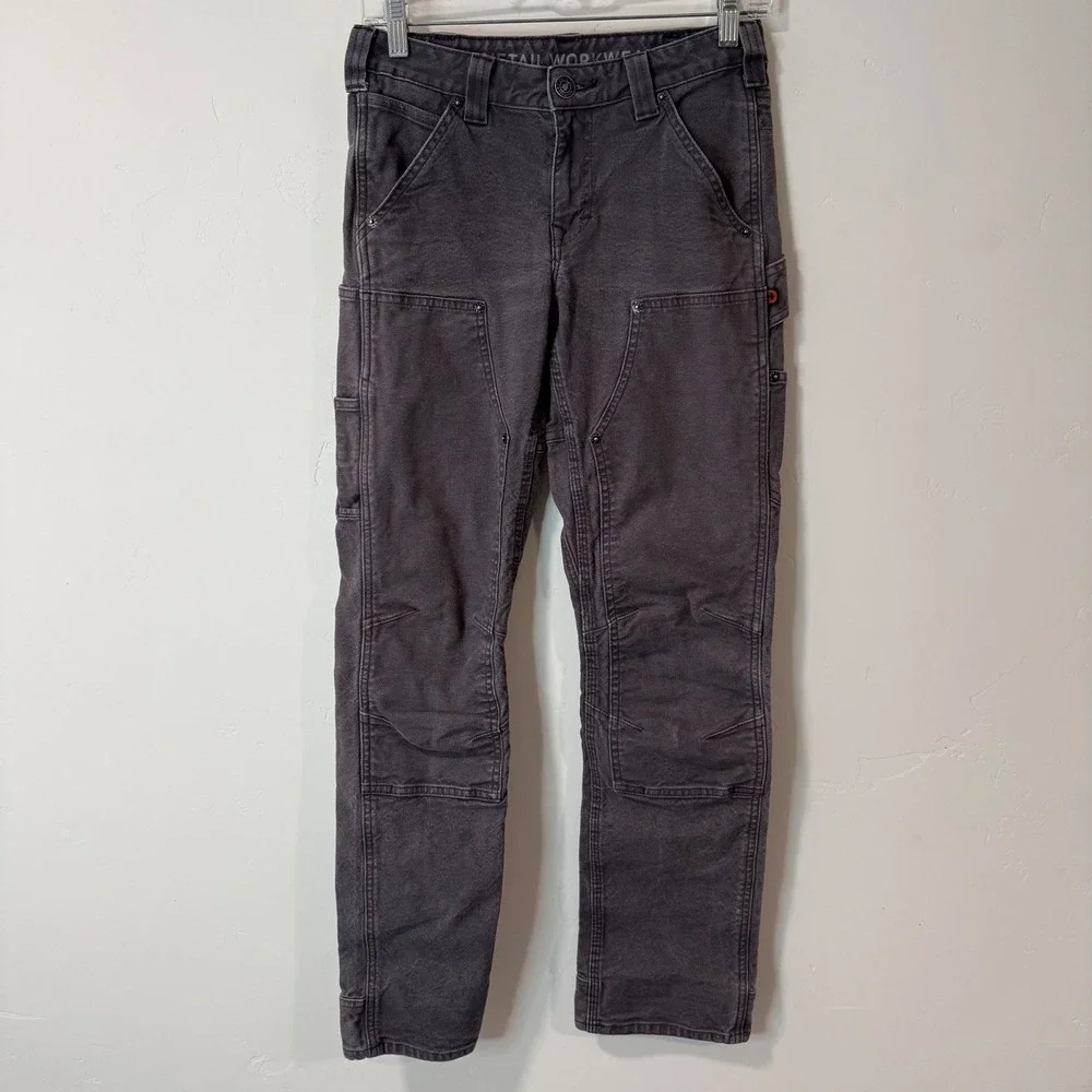 Dovetail Womens Britt Utility Pants 4 Grey Double Front Work Cargo Pockets